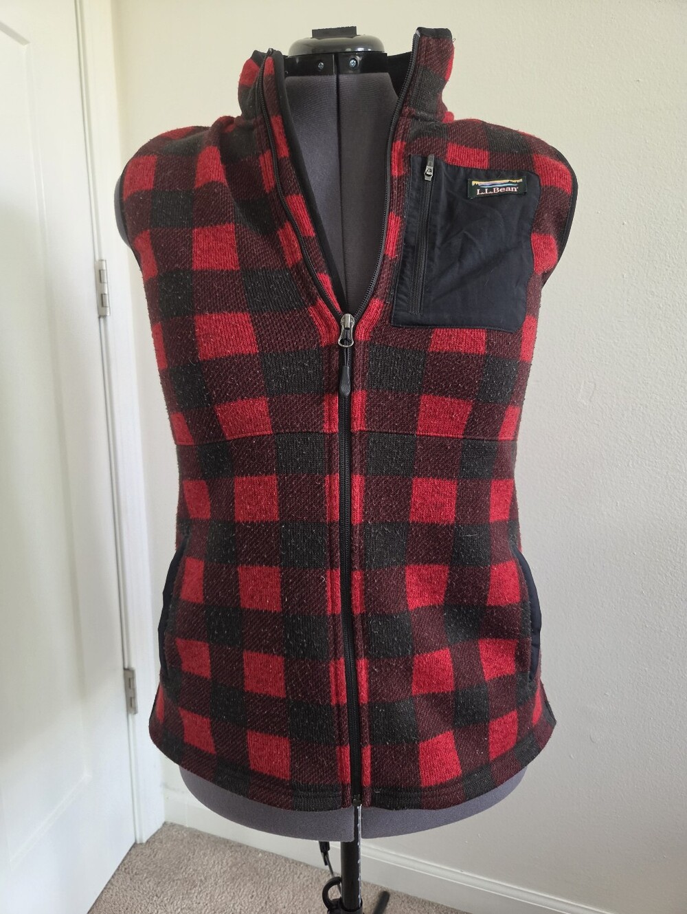 L.L. Bean Buffalo Plaid Fleece Vest